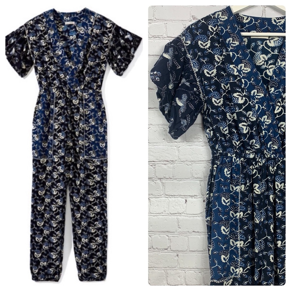 ULLA JOHNSON Reiko jumpsuit blue paisley pockets